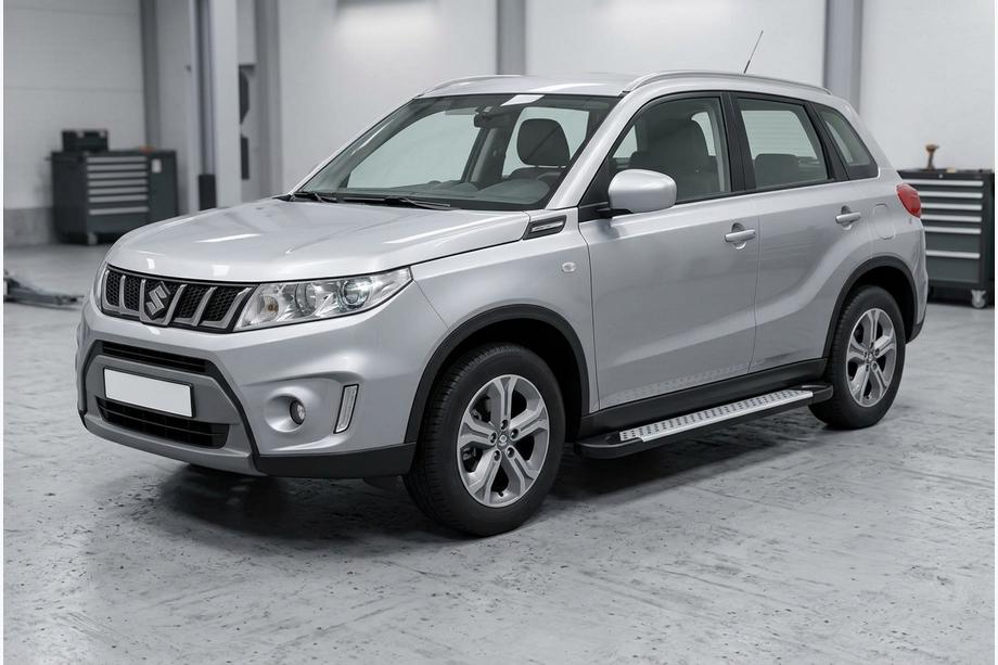 Suzuki Vitara 2015- гг. Боковые пороги Allmond Grey (2 шт., алюминий) Image