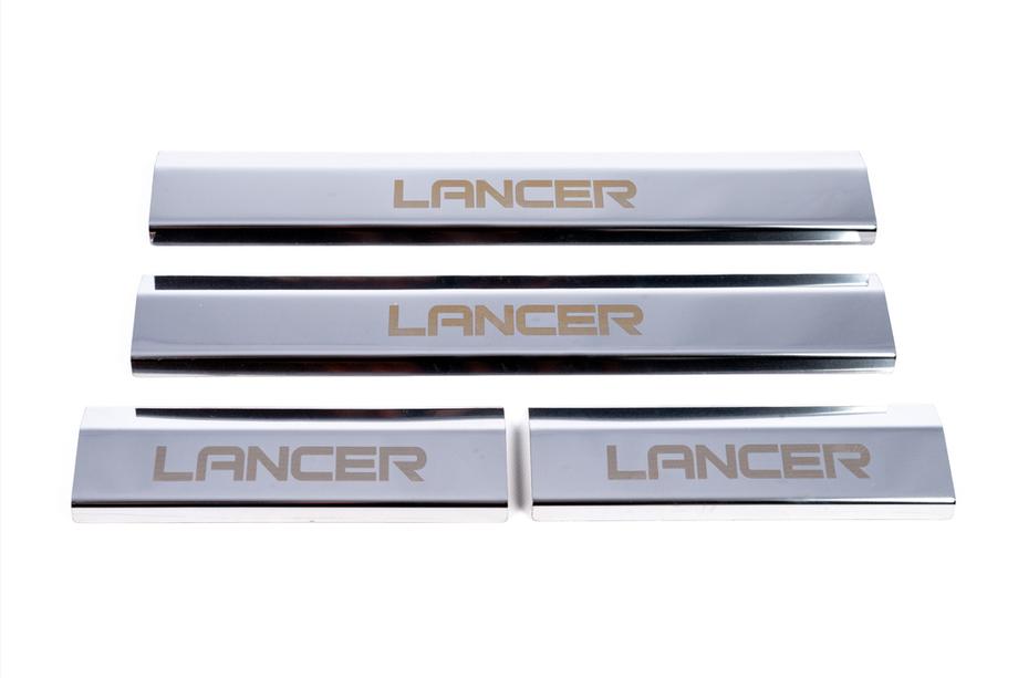 Mitsubishi Lancer X 2008- гг. Накладки на пороги Carmos нержавейка 4 шт Фото 6