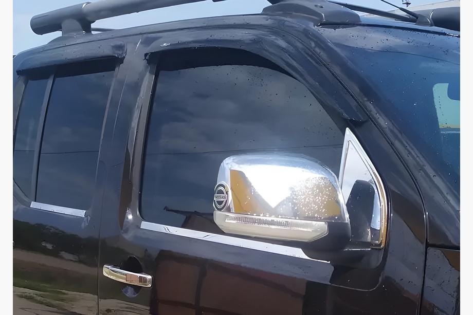 Nissan Navara 2006-2015 гг. Накладки на Зеркала (2 шт, Пластик) Без повторителя поворота Фото 3
