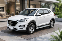 Hyundai Tucson TL 2016-2021 гг. Боковые Подножки Allmond White (2 шт., Алюминий) фото 1