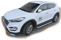 Hyundai Tucson TL 2016-2021 гг. Боковые Подножки Fullmond (2 шт., Алюминий) фото 1