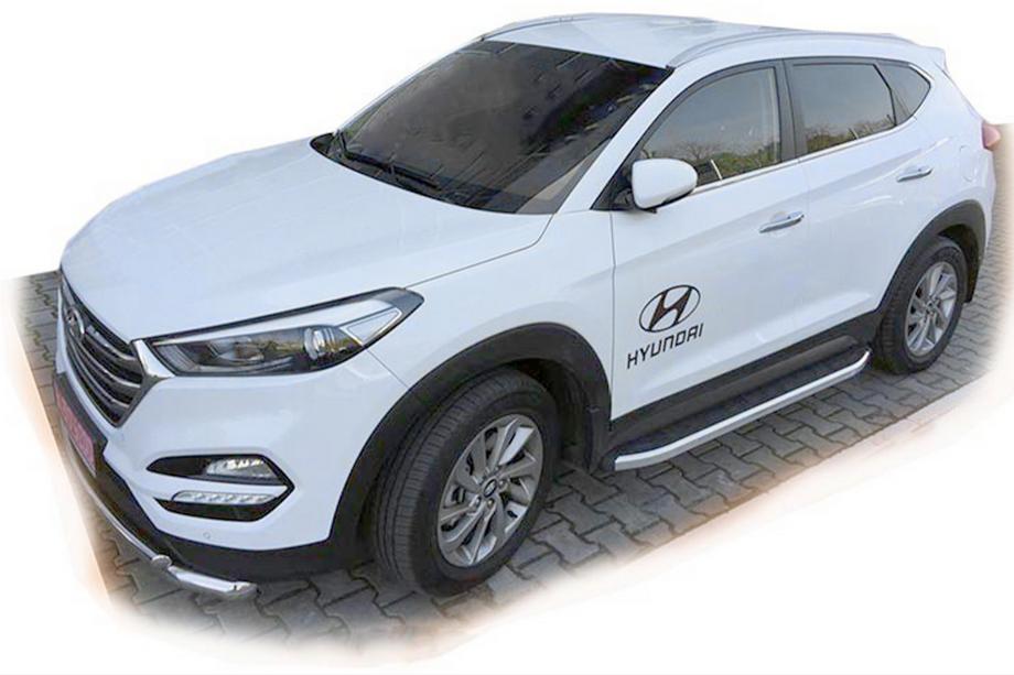 Hyundai Tucson TL 2016-2021 гг. Боковые Подножки Fullmond (2 шт., Алюминий) Image