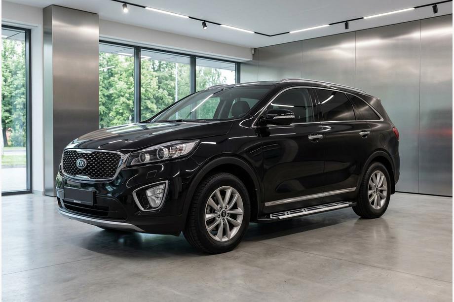 Kia Sorento III UM 2014-2020 гг. Боковые Подножки Sunrise (2 шт., Алюминий) Image