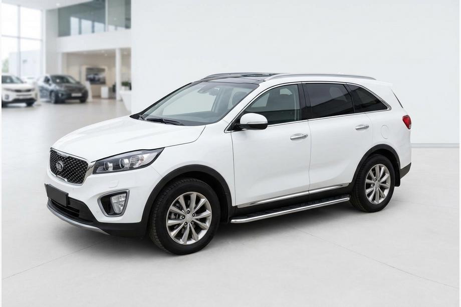 Kia Sorento III UM 2014-2020 гг. Боковые Подножки Maydos V1 (2 шт., Алюминий и Нержавейка) Image
