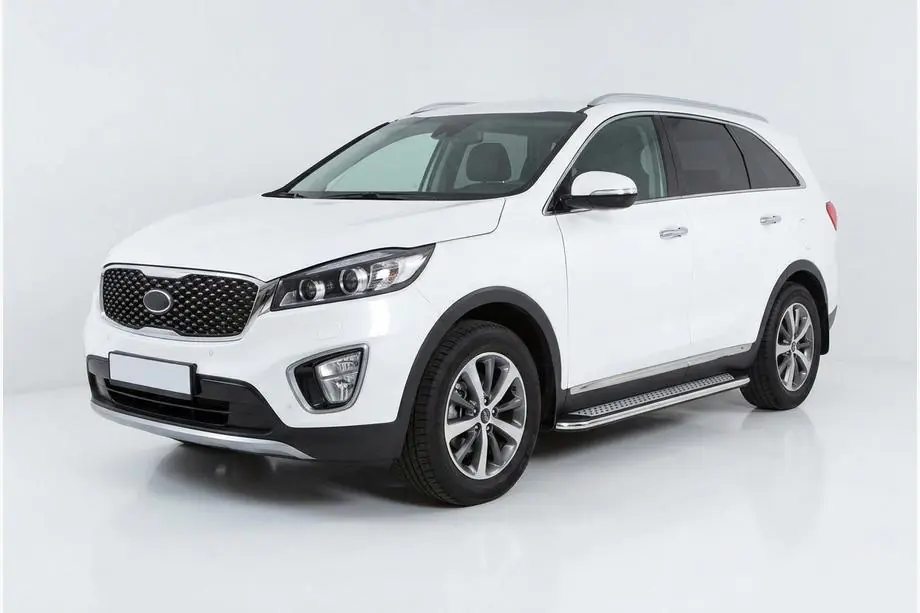 Kia Sorento III UM 2014-2020 гг. Боковые Подножки Maydos V2 (2 шт., Алюминий и Нержавейка)