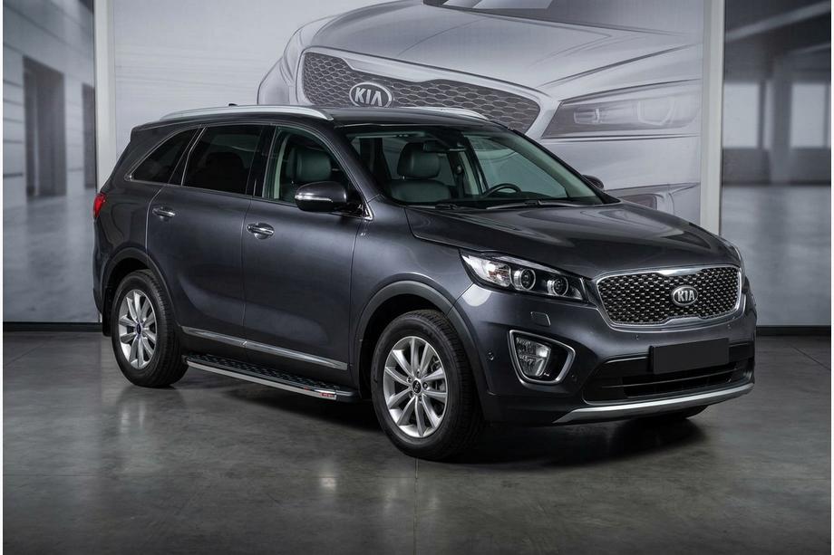 Kia Sorento III UM 2014-2020 гг. Боковые Подножки BlackLine (2 шт., Алюминий) Фото 1
