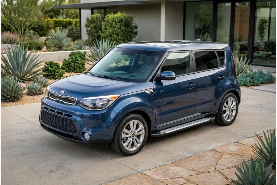 Kia Soul II 2013-2018 гг. Боковые Подножки Allmond Grey (2 шт., Алюминий) Фото 1