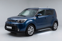 Kia Soul II 2013-2018 гг. Боковые Подножки Line (2 шт., Алюминий) фото 1