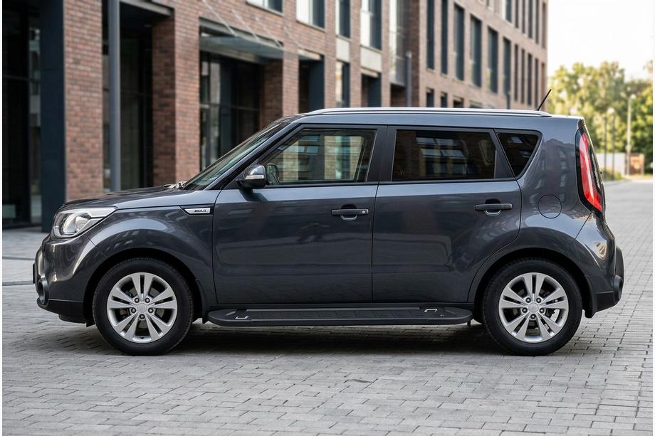 Kia Soul II 2013-2018 гг. Боковые Подножки RedLine Black (2 шт., Алюминий) Image