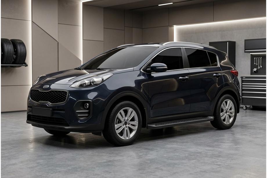 Kia Sportage 2015-2021 гг. Боковые Подножки Allmond Black (2 шт., Алюминий) Фото 1