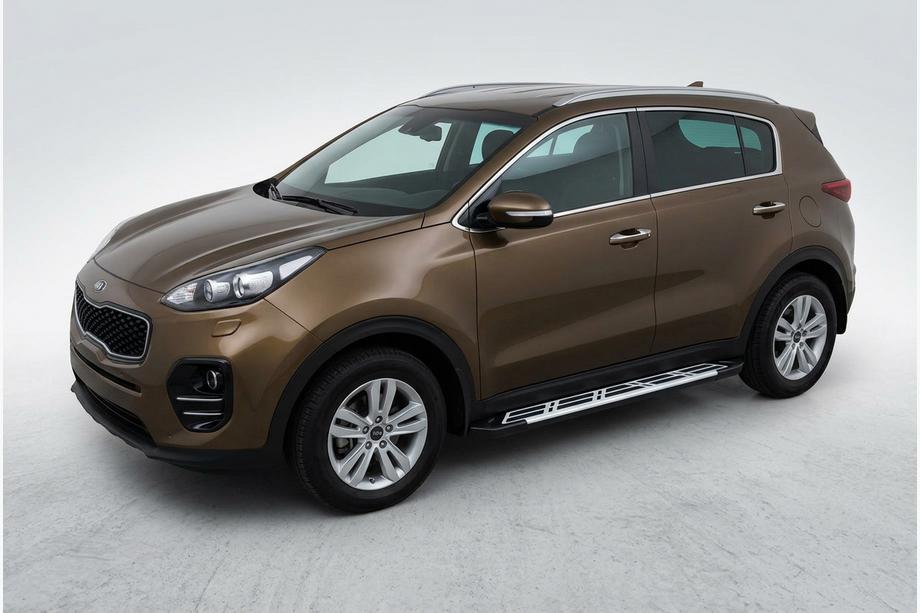 Kia Sportage 2015-2021 гг. Боковые Подножки Sunrise (2 шт., Алюминий) Image
