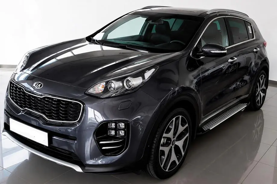 Kia Sportage 2015-2021 гг. Боковые пороги Allmond Grey (2 шт., алюминий) Image