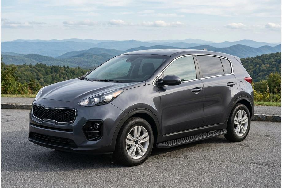 Kia Sportage 2015-2021 гг. Боковые Подножки Tayga Black (2 шт., Алюминий) Фото 1