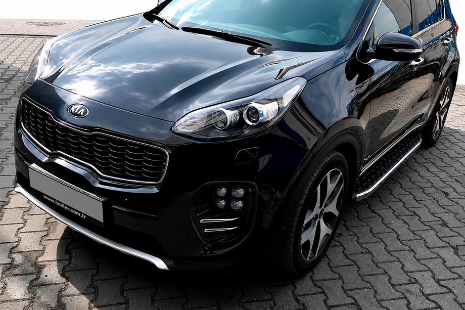 Kia Sportage 2015-2021 гг. Боковые Подножки BlackLine (2 шт., Алюминий) Image