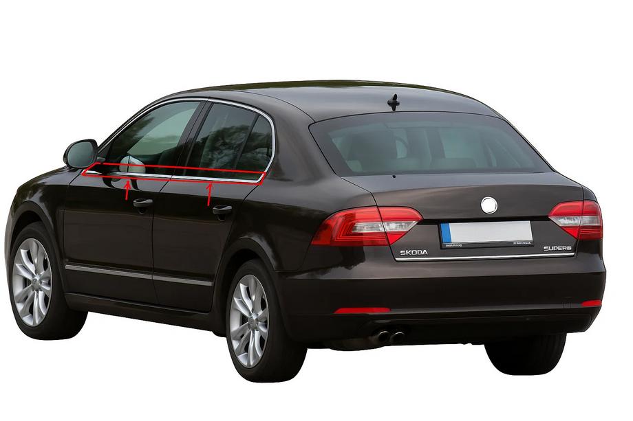 Skoda Superb 2009-2015 гг. Окантовка окон нержавейка (4 шт) Image