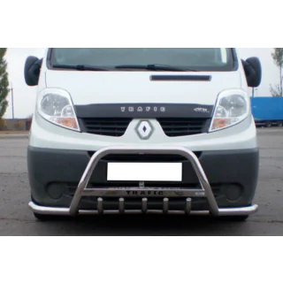 Кенгурятник с усами Exclusive (нерж.) Renault Trafic 2001–2015 гг. фото 1