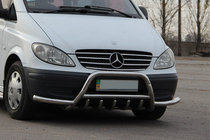 Mercedes Viano 2004-2014 гг. Кенгурятник WT003-Plus с усами (нерж.) фото 2