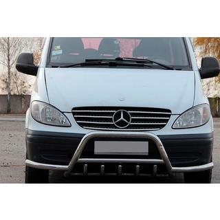 Кенгурятник WT003-Plus с усами (нерж.) Mercedes Viano 2004-2014 гг. фото 1