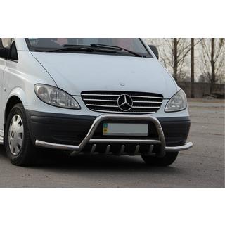 Кенгурятник WT003-Plus с усами (нерж.) Mercedes Viano 2004-2014 гг. фото 2