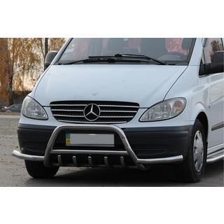 Кенгурятник WT003-Plus с усами (нерж.) Mercedes Viano 2004-2014 гг. фото 3