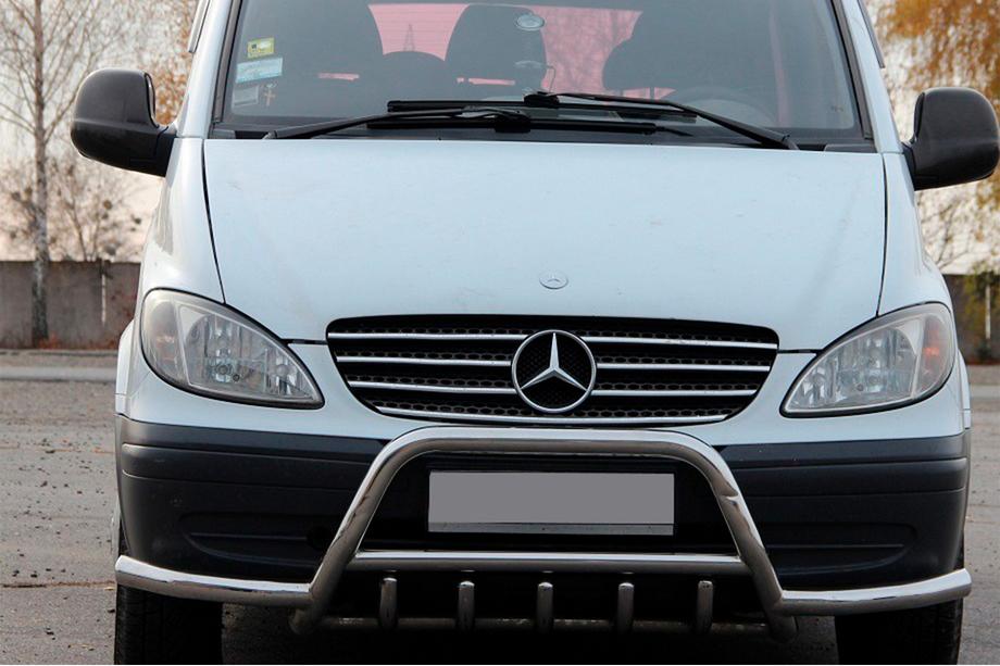 Mercedes Viano 2004-2014 гг. Кенгурятник WT003-Plus с усами (нерж.) Image