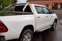 Toyota Hilux 2015- гг. Боковые пороги Allmond Grey (2 шт., алюминий) фото 6