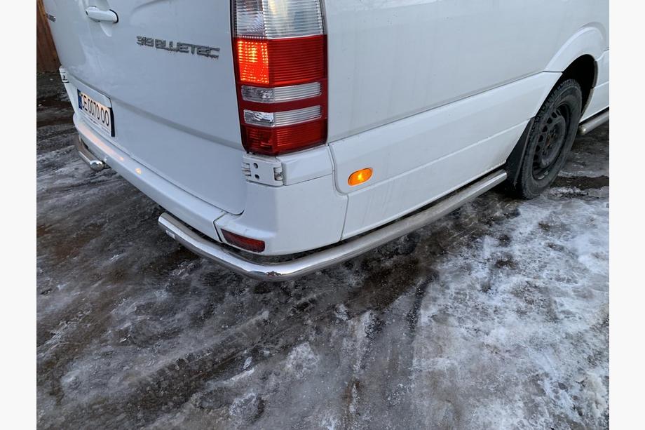 Volkswagen Crafter 2006-2016 гг. Боковые трубы за задним колесом, угловые (2 шт., нержавейка) Фото 10