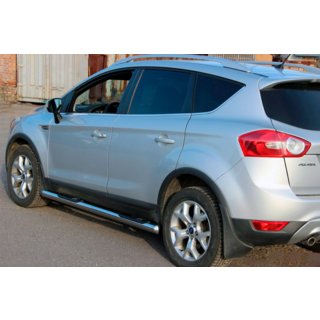 Боковые трубы прямые (2 шт., нержавейка) Ford Kuga 2008-2013 гг. фото 3