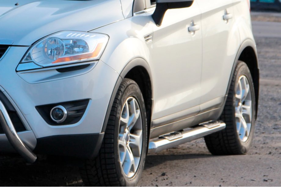 Ford Kuga 2008-2013 гг. Боковые трубы прямые (2 шт., нержавейка) Фото 1