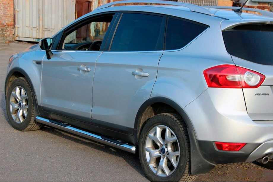 Ford Kuga 2008-2013 гг. Боковые трубы прямые (2 шт., нержавейка) Фото 3