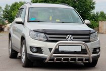 Volkswagen Tiguan 2007-2016 гг. Кенгурятник WT003 (нержавейка) 60 мм, без надписи фото 1