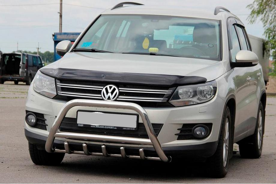 Volkswagen Tiguan 2007-2016 гг. Кенгурятник WT003 (нержавейка) 60 мм, с надписью Фото 3