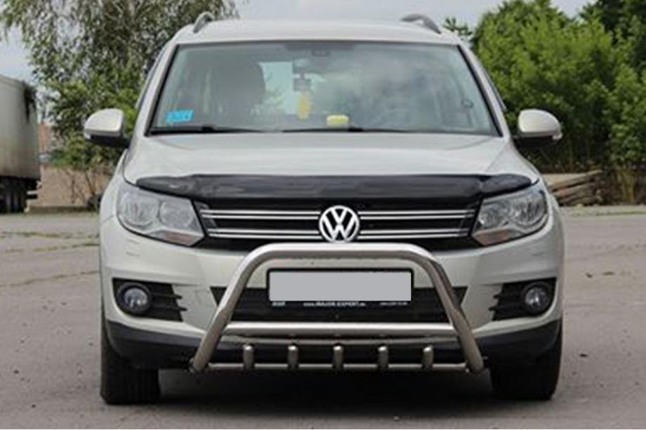 Volkswagen Tiguan 2007-2016 гг. Кенгурятник WT003 (нержавейка) 60 мм, с надписью Фото 2
