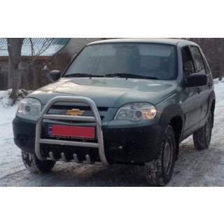 Кенгурятник QT007 (нержавейка) Chevrolet Niva 1998-2020 гг. фото 3