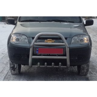 Кенгурятник QT007 (нержавейка) Chevrolet Niva 1998-2020 гг. фото 2