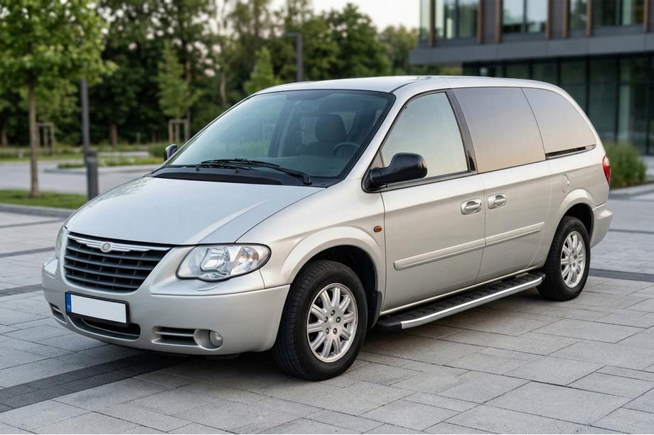 Chrysler Voyager 2001-2007 гг. Боковые Подножки Fullmond (2 шт., Алюминий) Image
