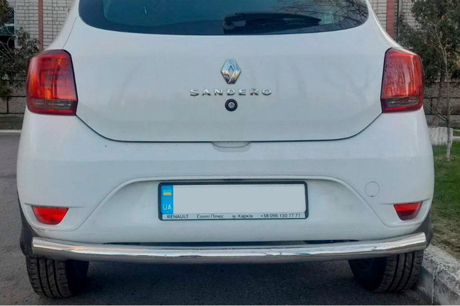 Renault Sandero 2013-2022 гг. Задняя дуга AK002 (нержавейка) Image