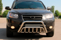 Hyundai Santa Fe 2 2006-2012 гг. Защита переднего бампера WT002 (нерж. сталь) фото 1