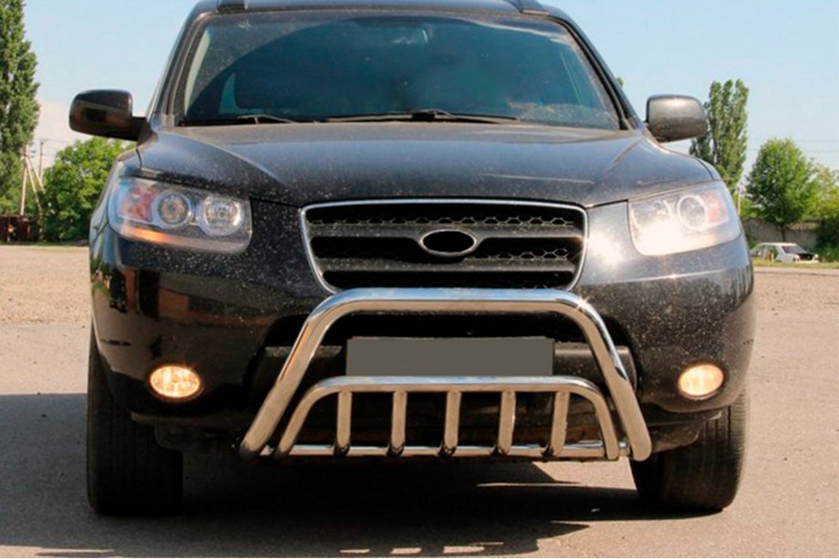 Hyundai Santa Fe 2 2006-2012 гг. Защита переднего бампера WT002 (нерж. сталь) Image
