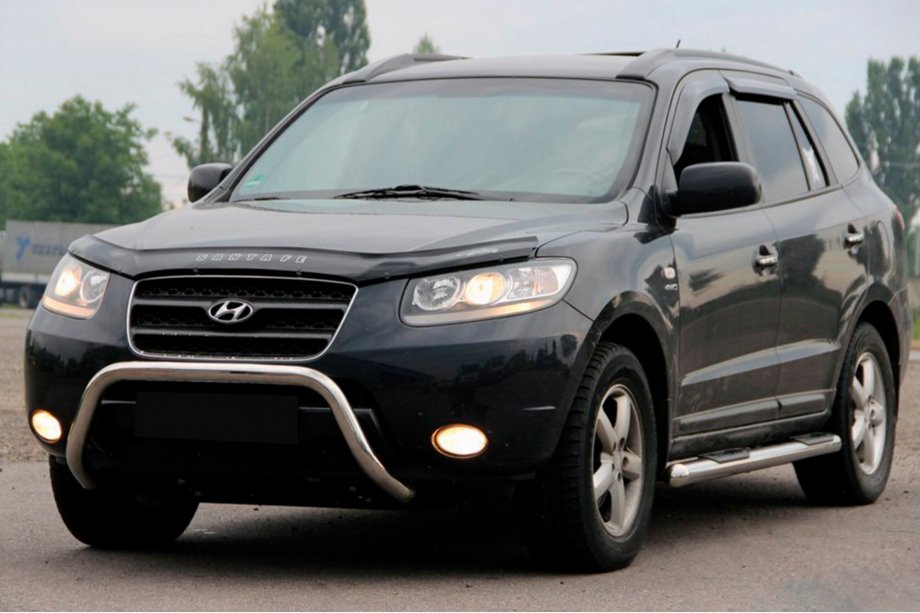 Hyundai Santa Fe 2 2006-2012 гг. Кенгурятник WT007 (нержавейка) Image