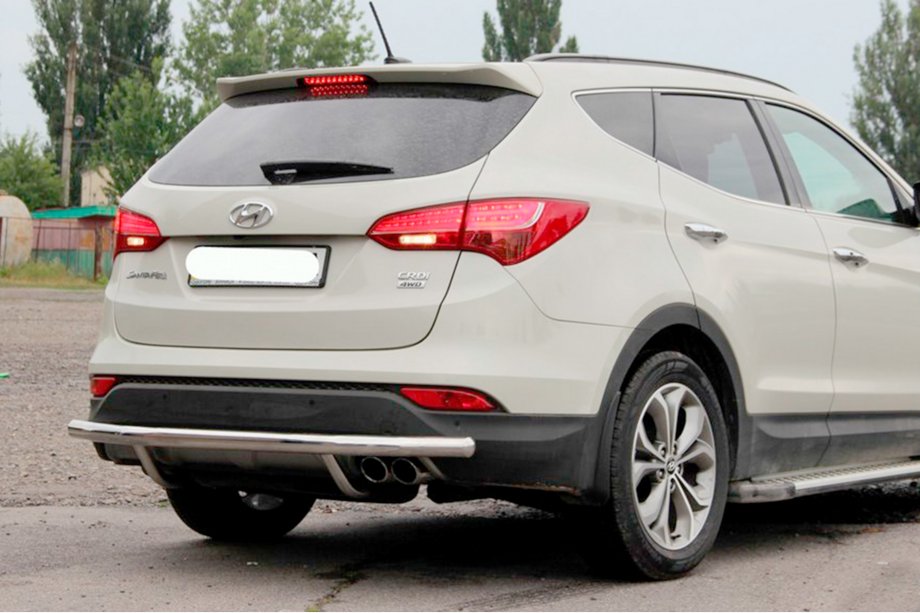 Hyundai Santa Fe 3 2012-2018 гг. Задняя дуга AK002 (нерж. сталь) Фото 2
