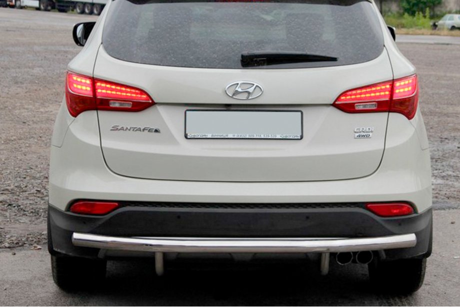 Hyundai Santa Fe 3 2012-2018 гг. Задняя дуга AK002 (нерж. сталь) Фото 1