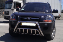 Hyundai Tucson JM 2004- гг. Защита переднего бампера WT002 (нерж. сталь) фото 2