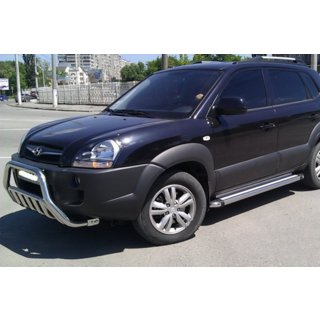 Защита переднего бампера WT002 (нерж. сталь) Hyundai Tucson JM 2004- гг. фото 3