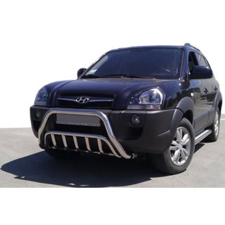 Защита переднего бампера WT002 (нерж. сталь) Hyundai Tucson JM 2004- гг. фото 1