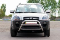 Hyundai Tucson JM 2004- гг. Защита переднего бампера WT022 (нержавейка) фото 2