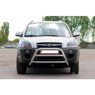 Защита переднего бампера WT022 (нержавейка) Hyundai Tucson JM 2004- гг. фото 2