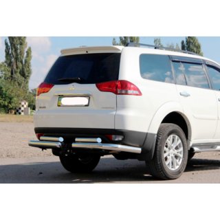 Задняя защита AK003-Special (2 шт., нерж. сталь) Mitsubishi Pajero Sport 2008-2015 гг. фото 1