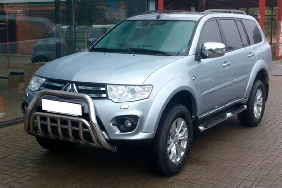 Mitsubishi Pajero Sport 2008-2015 гг. Передняя защита WT002 (нержавейка) Фото 2