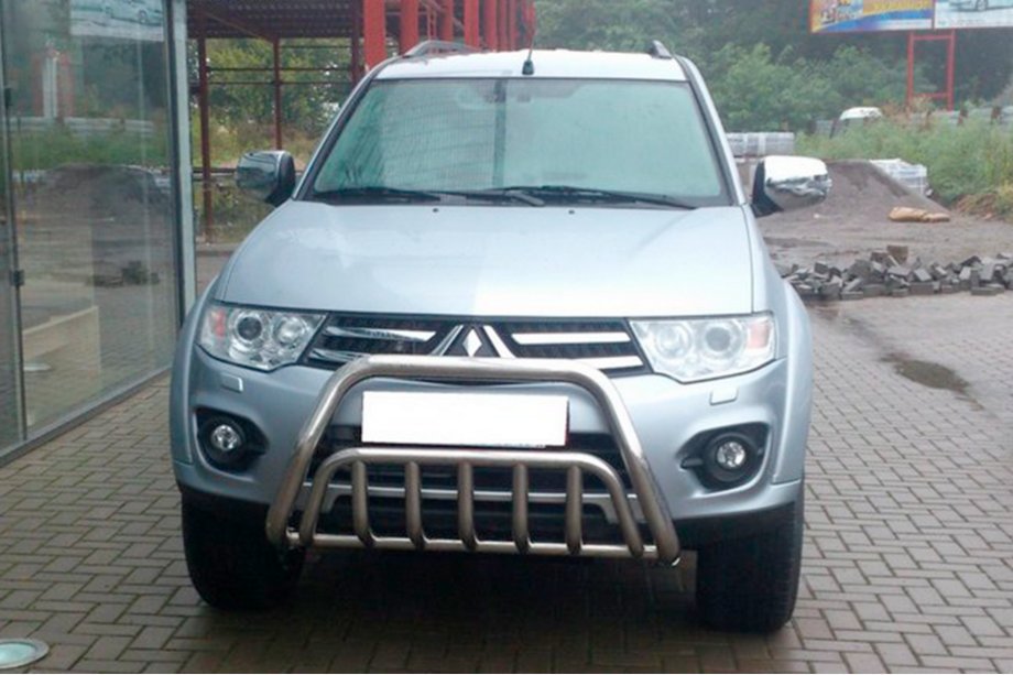 Mitsubishi Pajero Sport 2008-2015 гг. Передняя защита WT002 (нержавейка) Фото 1